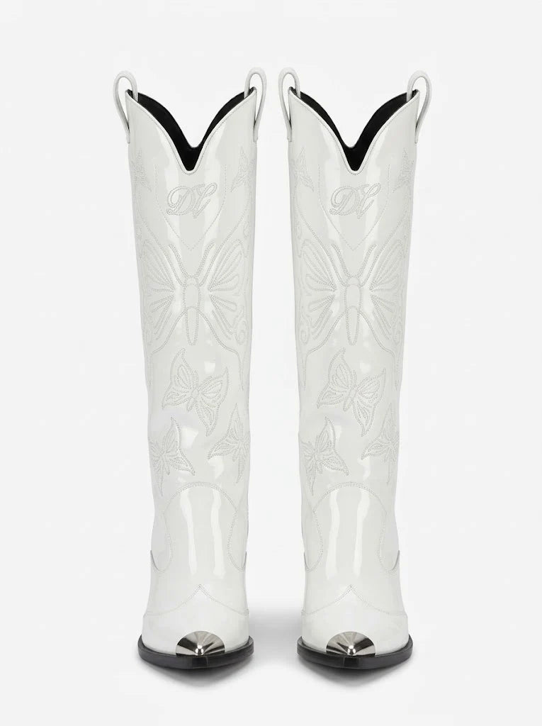Metallic Western Knee-High Boots | Women's Embroidered Cowboy Boots 1