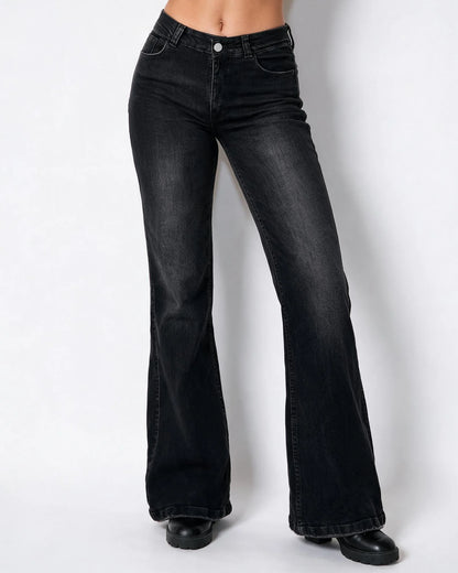 Mid-Rise Flared Jeans Blue Denim 0