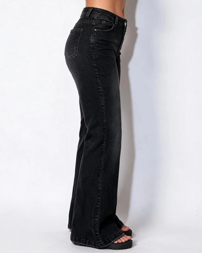Mid-Rise Flared Jeans Blue Denim 1