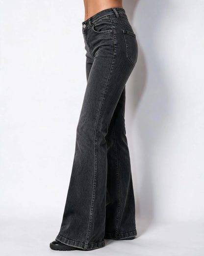 Mid-Rise Flared Jeans Blue Denim 4