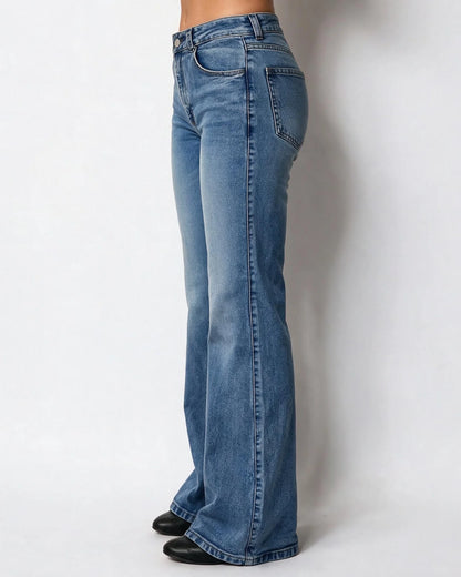 Mid-Rise Flared Jeans Blue Denim 7