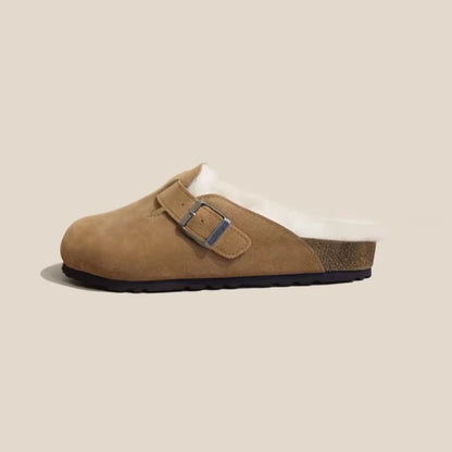Nan-Lined Clog Slipper with Adjustable Buckle and Cork Footbed 3