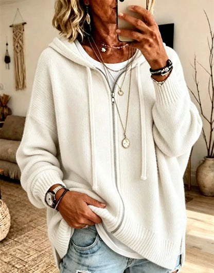Oversized Hooded Zip Cardigan Women Soft Fine Knit 11