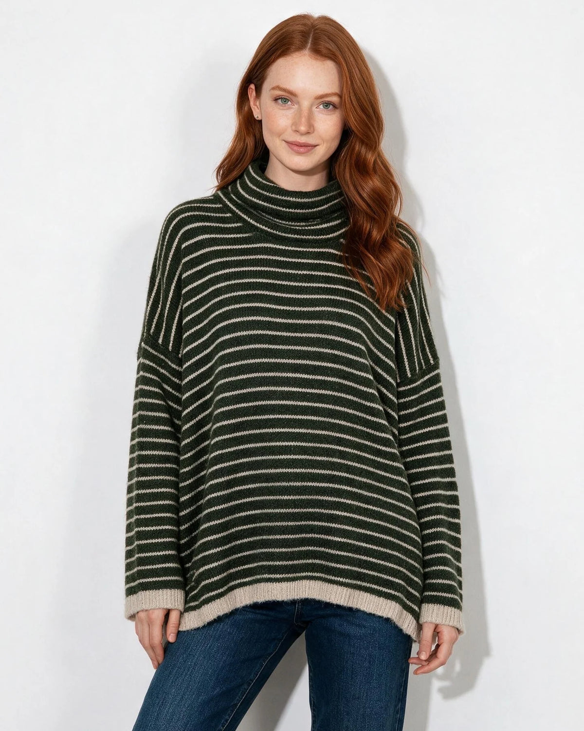 Oversized Striped Turtleneck Jumper Knitwear 7