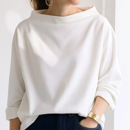 Oversized Top With Folded Collar | Women Casual Long Sleeve 2
