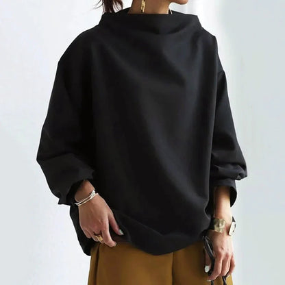 Oversized Top With Folded Collar | Women Casual Long Sleeve 3