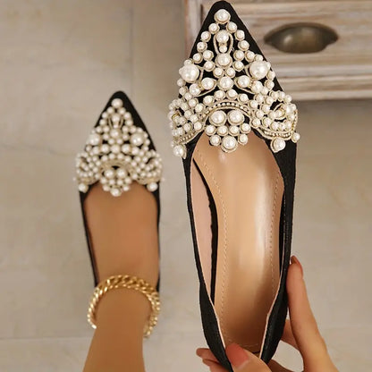 Pearl-Embellished Bridal Flats | Women’s Pointed-Toe Wedding Shoes 0