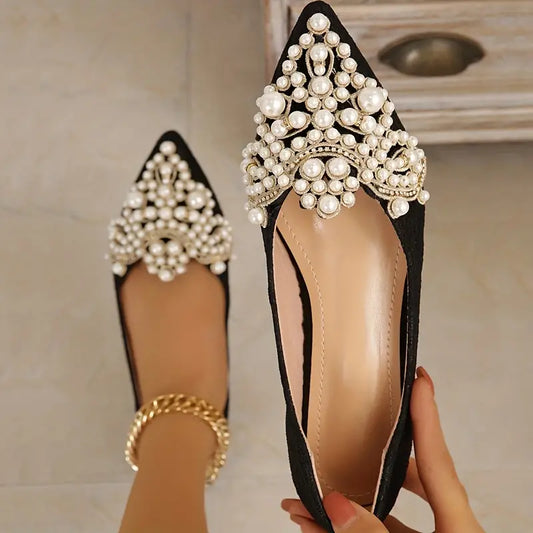 Pearl-Embellished Bridal Flats | Women’s Pointed-Toe Wedding Shoes 0