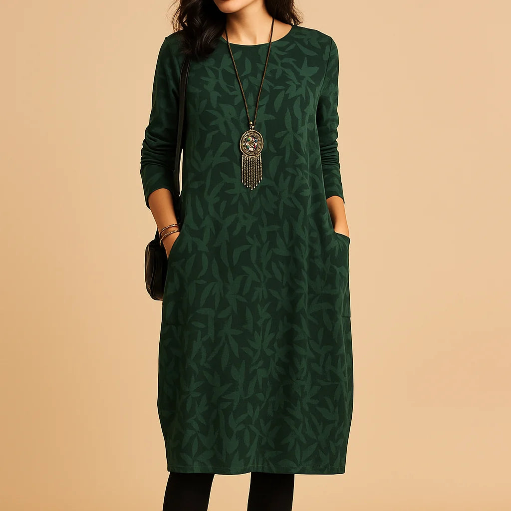 Printed Midi Dress | Women's Long Sleeve Relaxed Fit 2