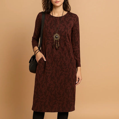 Printed Midi Dress | Women's Long Sleeve Relaxed Fit 3