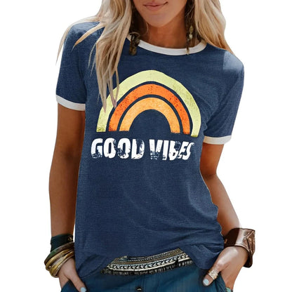 Rainbow Graphic T-Shirt | Women's Casual Short Sleeve Tee 0