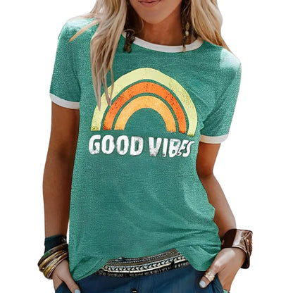 Rainbow Graphic T-Shirt | Women's Casual Short Sleeve Tee 4