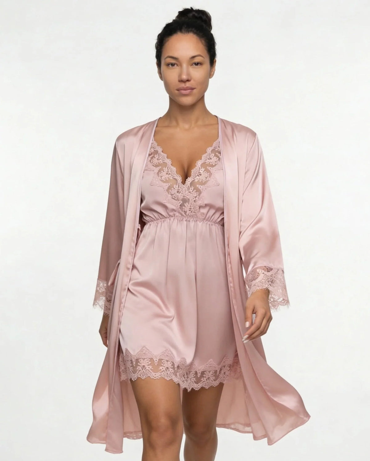 Satin Chemise and Robe Set | Women's Sleepwear Pajamas 1