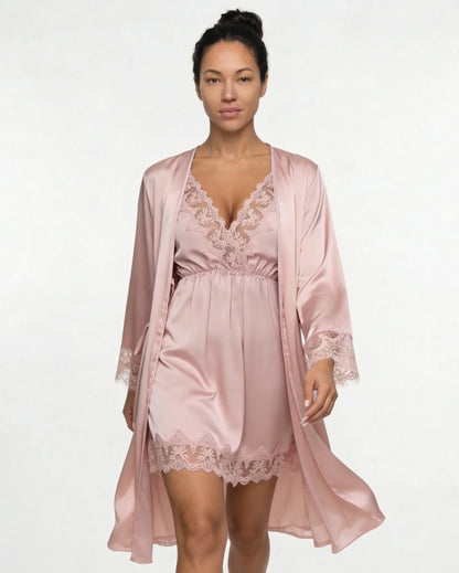 Satin Chemise and Robe Set | Women's Sleepwear Pajamas 1