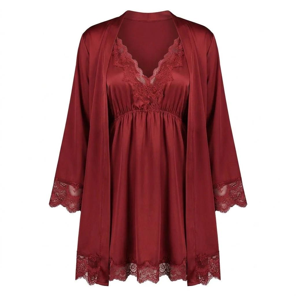 Satin Chemise and Robe Set | Women's Sleepwear Pajamas 10