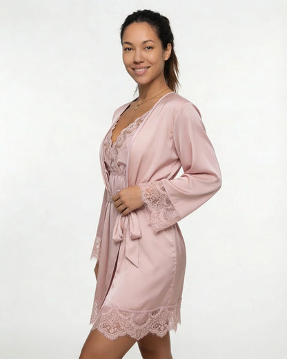 Satin Chemise and Robe Set | Women's Sleepwear Pajamas 4