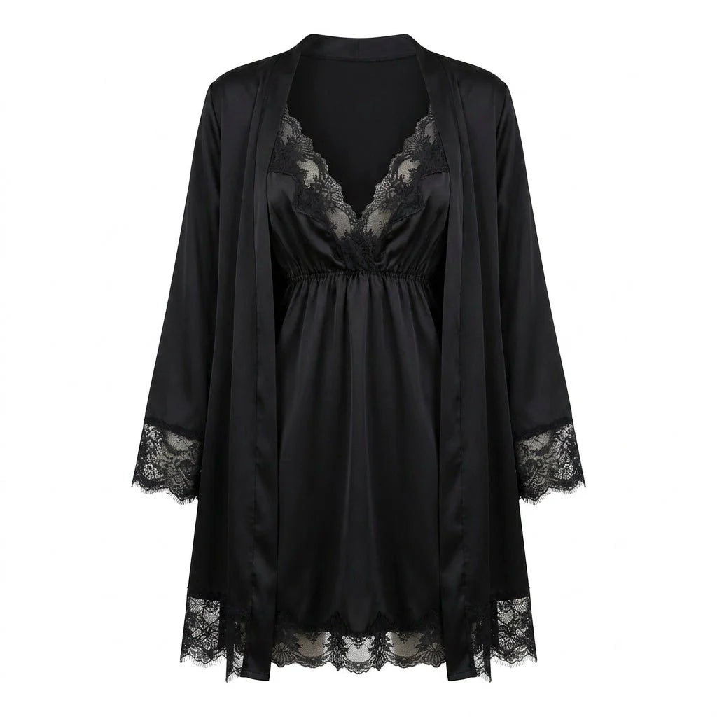 Satin Chemise and Robe Set | Women's Sleepwear Pajamas 7