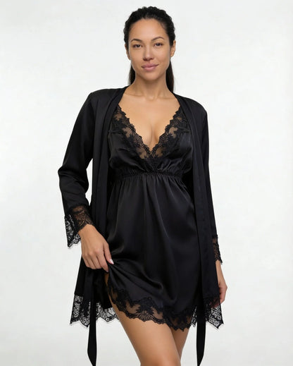 Satin Chemise and Robe Set | Women's Sleepwear Pajamas 8