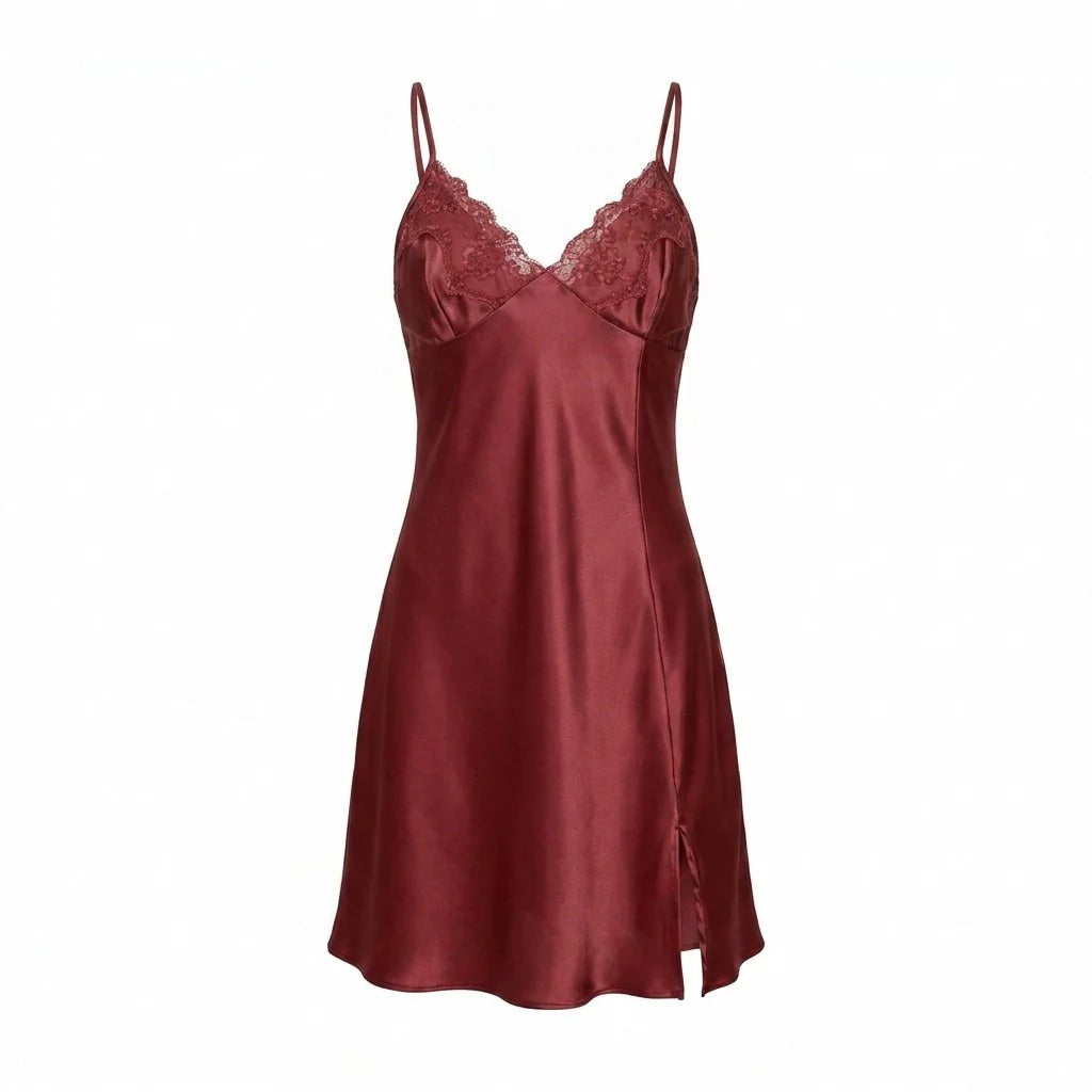 Satin Lace Trim Chemise and Robe Set | Women's Sleepwear 12