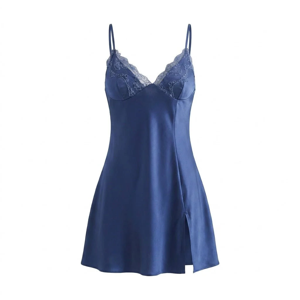 Satin Lace Trim Chemise and Robe Set | Women's Sleepwear 6