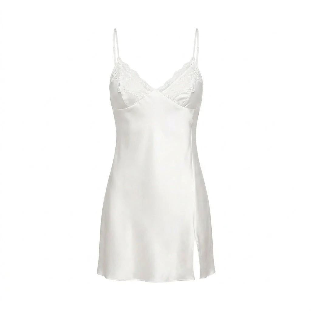 Satin Lace Trim Chemise and Robe Set | Women's Sleepwear 9