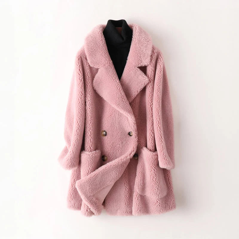 Shearling Coat Oversized Double-Breasted Warm Outerwear 3
