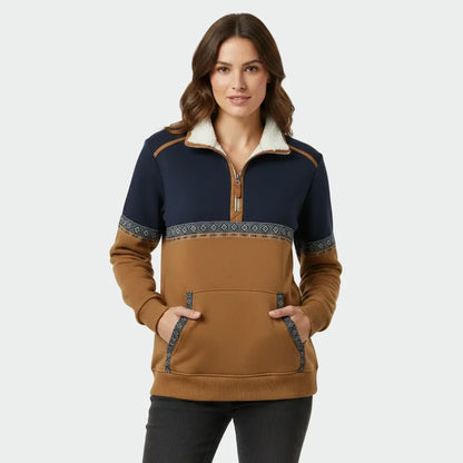 Sherpa Collar Sweatshirt | Women's Printed Quarter-Zip Top 1