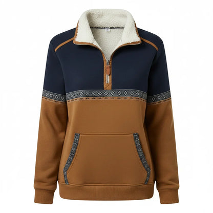 Sherpa Collar Sweatshirt | Women's Printed Quarter-Zip Top 2