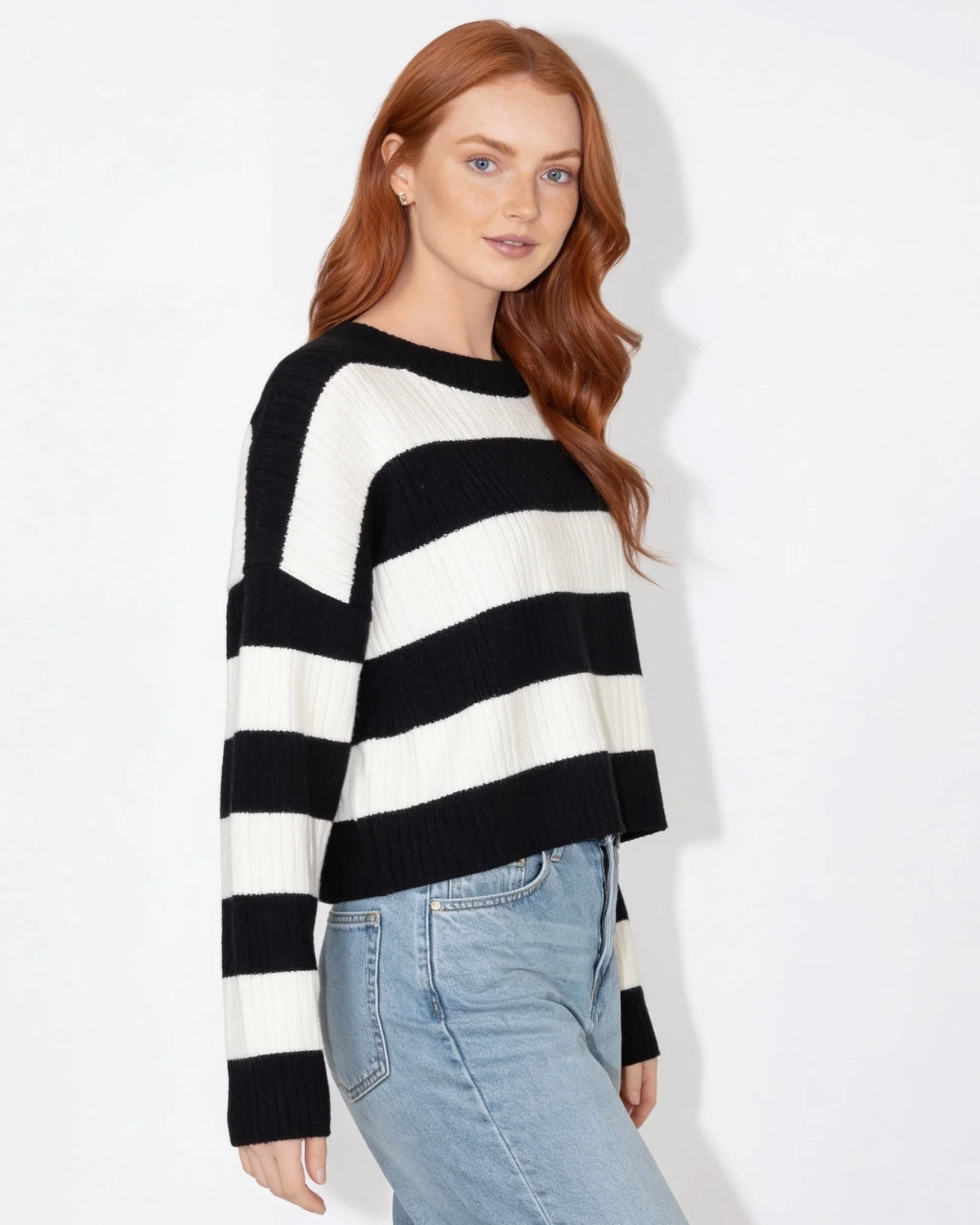 Striped Ribbed Crop Jumper | Women's Knit Sweater 1