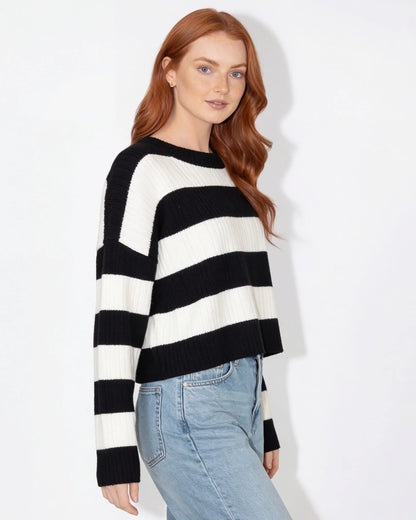 Striped Ribbed Crop Jumper | Women's Knit Sweater 1