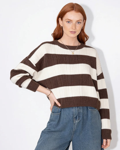 Striped Ribbed Crop Jumper | Women's Knit Sweater 3