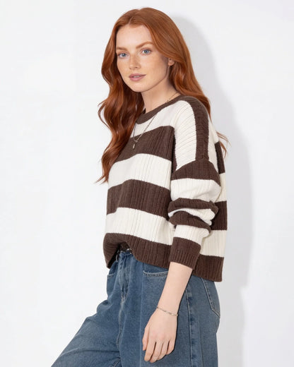 Striped Ribbed Crop Jumper | Women's Knit Sweater 4
