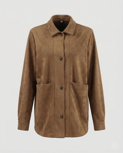Velour Women's Jacket | Casual Hip-Length Shirt Collar 0