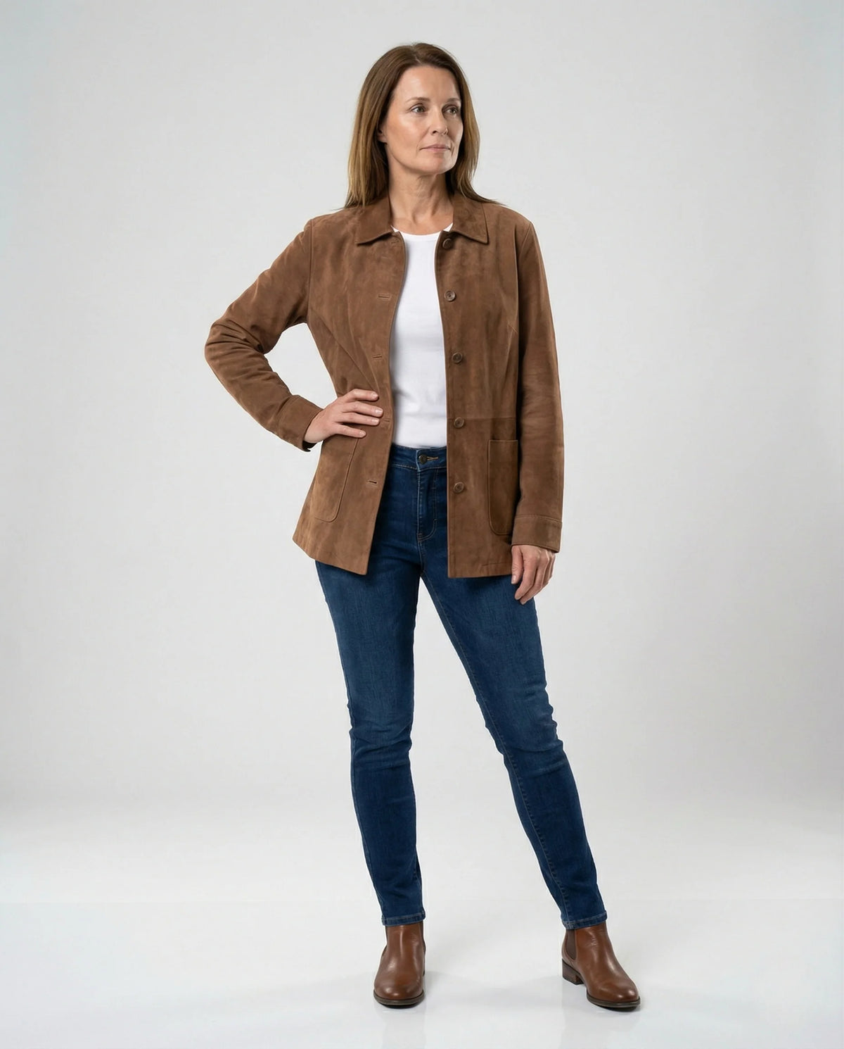 Velour Women's Jacket | Casual Hip-Length Shirt Collar 1