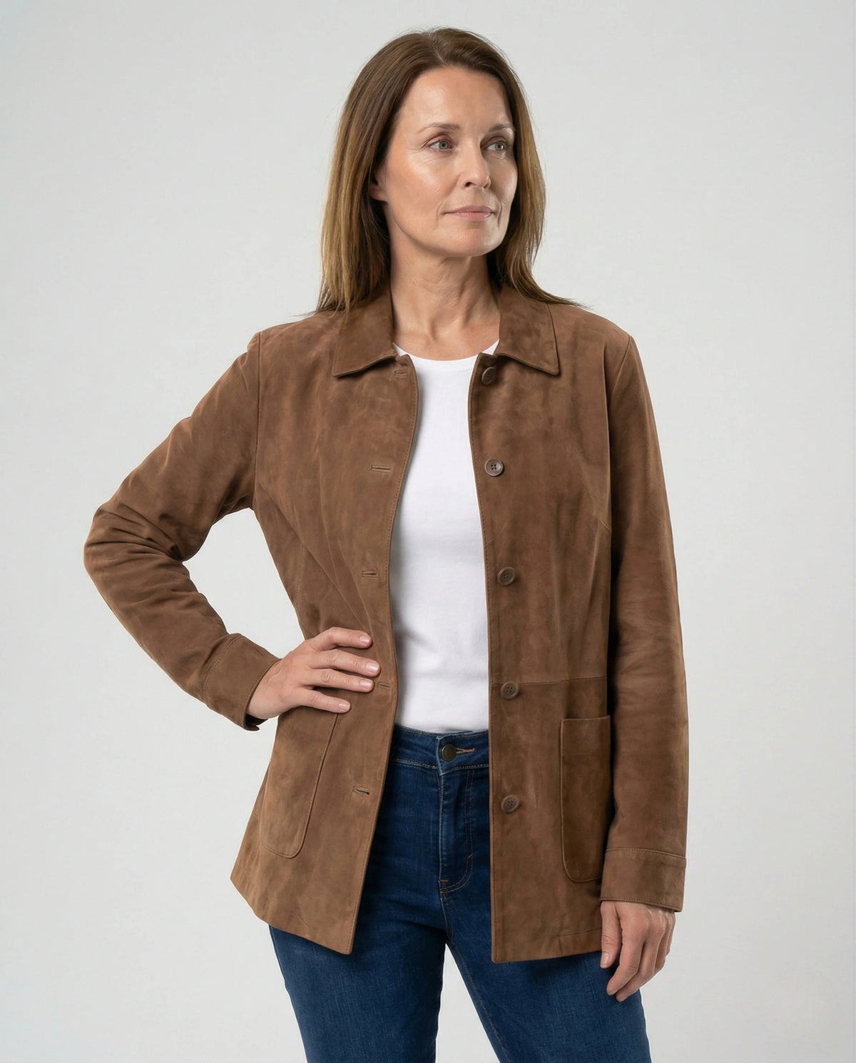 Velour Women's Jacket | Casual Hip-Length Shirt Collar 2