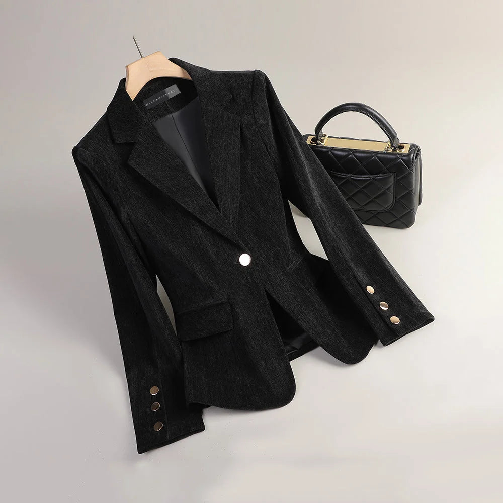 Velvet Dawn | Women's Slim Tailored Velvet Blazer 0