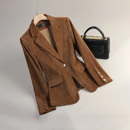 Velvet Dawn | Women's Slim Tailored Velvet Blazer 2