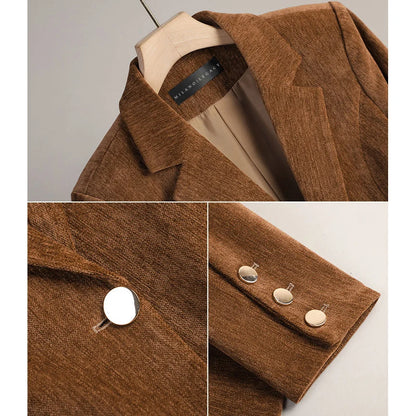 Velvet Dawn | Women's Slim Tailored Velvet Blazer 4