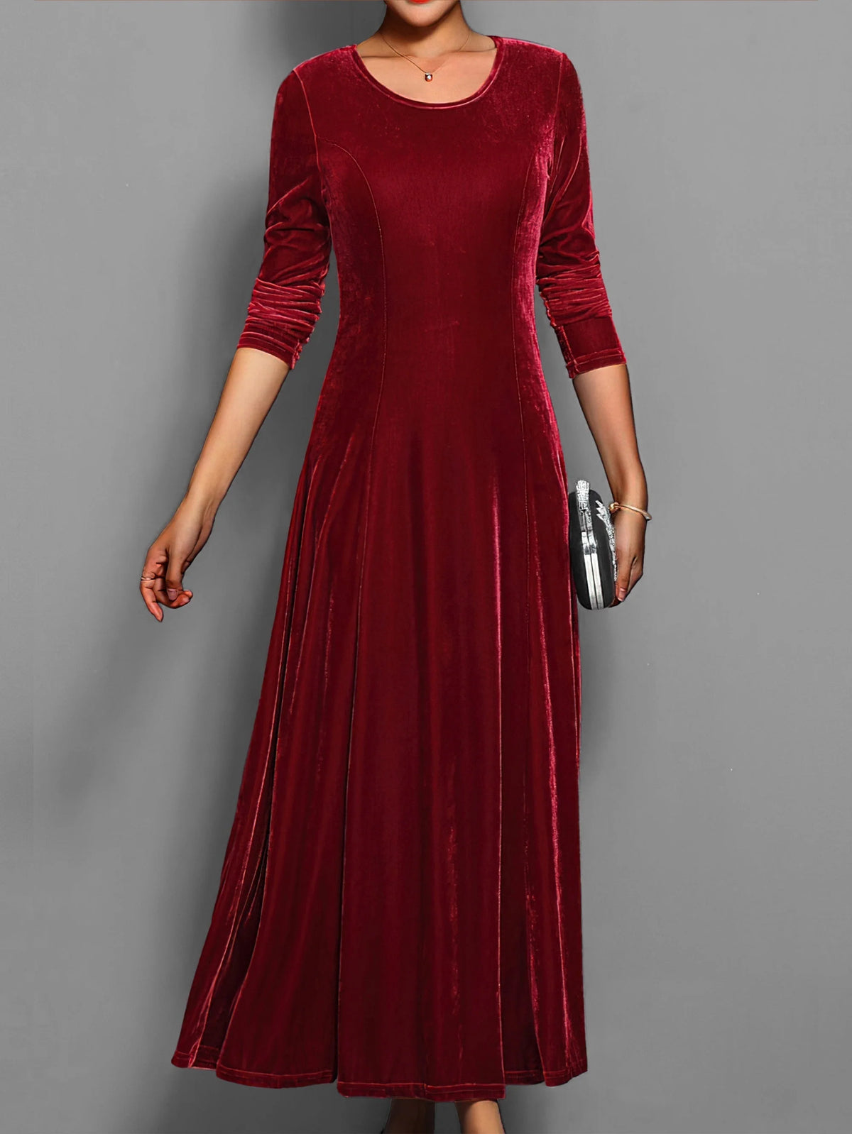 Velvet Maxi Dress | Women's Formal Dress Long Sleeve Gown 0