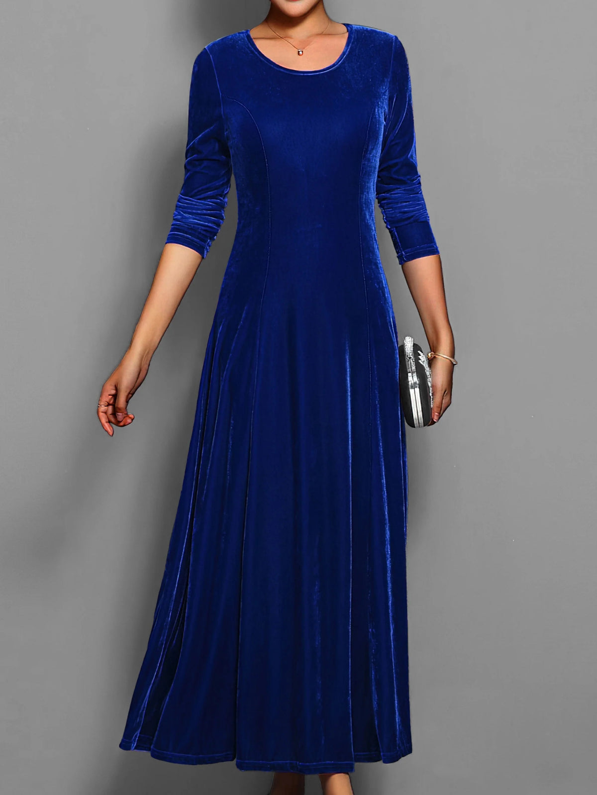 Velvet Maxi Dress | Women's Formal Dress Long Sleeve Gown 1