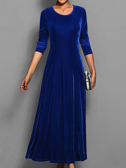 Velvet Maxi Dress | Women's Formal Dress Long Sleeve Gown 1