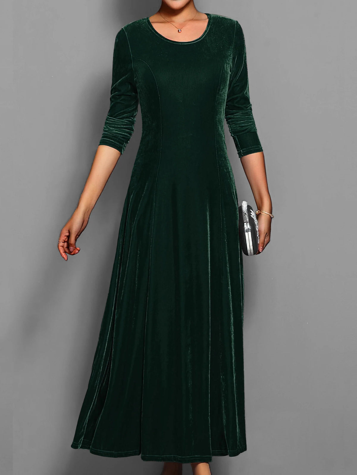 Velvet Maxi Dress | Women's Formal Dress Long Sleeve Gown 4