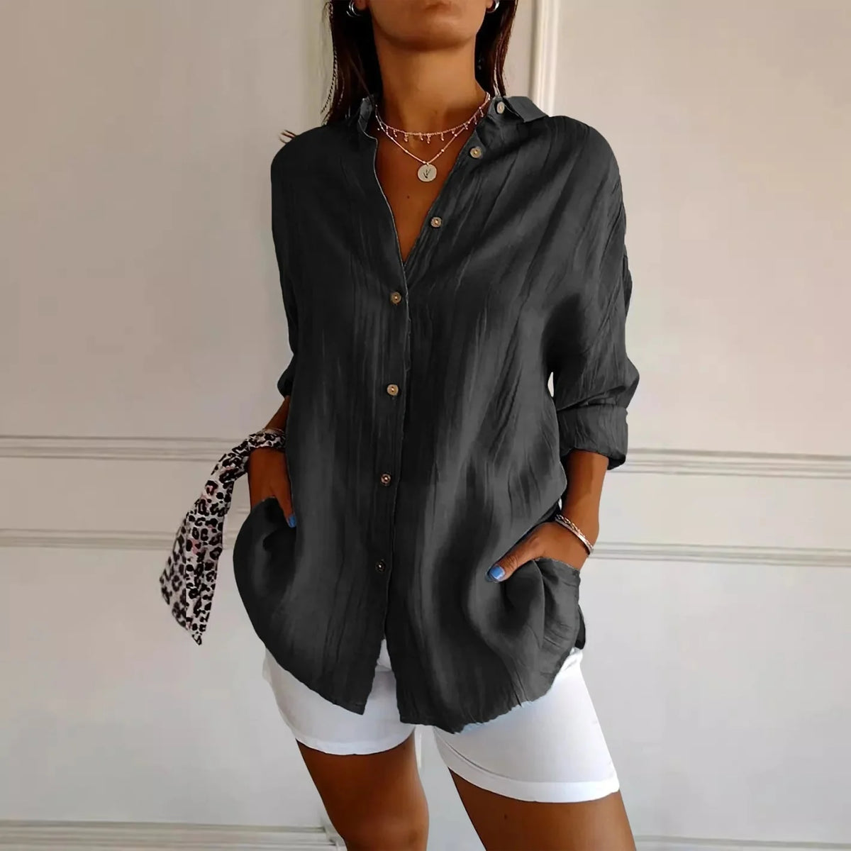 Verona Pleated Shirt | Women's Cotton Blend Blouse 0