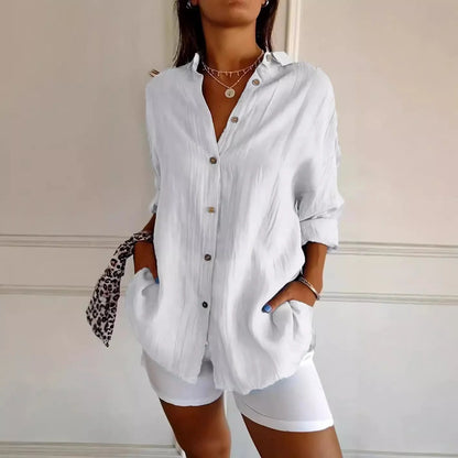 Verona Pleated Shirt | Women's Cotton Blend Blouse 1