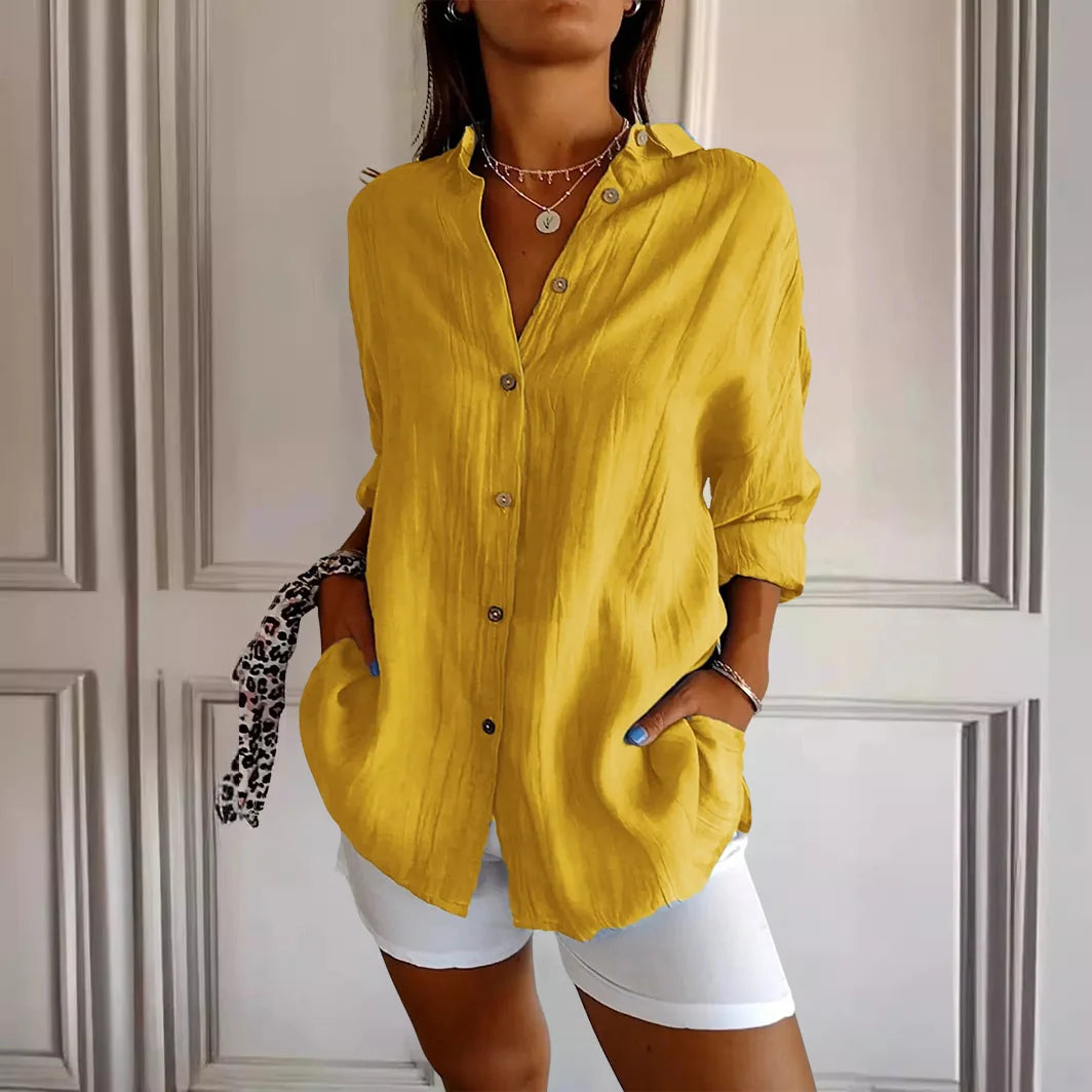 Verona Pleated Shirt | Women's Cotton Blend Blouse 3