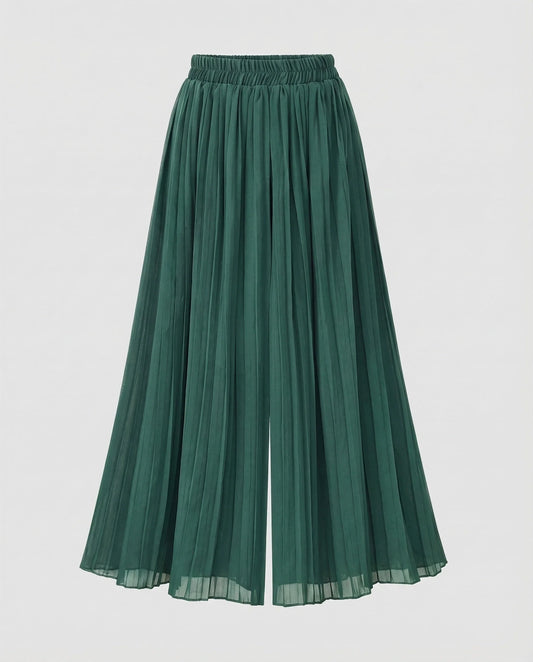 Wide Pleated Trousers Women Ankle-Length Comfortable Fit 0