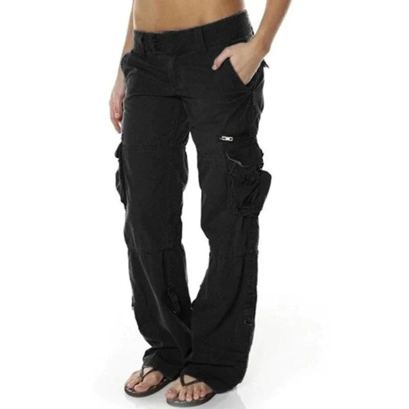 Women's Cargo Pants Black Durable Comfort Fit 0