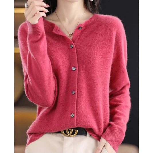 Women's Crew Neck Cardigan Sweater Long Sleeve 0