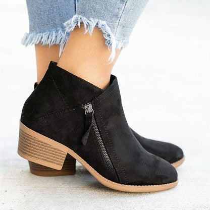 Women's Elegant Low-Heel Boots Black 1
