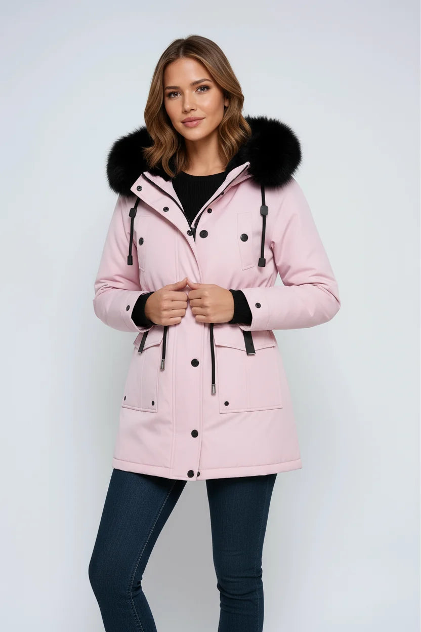 Women's Fitted Parka | Winter Jacket with Fur Hood and Pockets 3